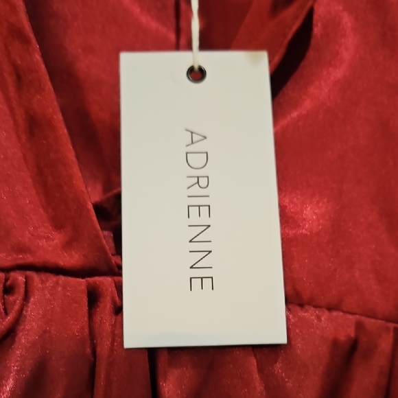 Adrienne Red Satin Ruffled Collar Blouse - Picture 4 of 7